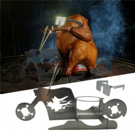 Bärbar Kyckling Grillställ Grill Ugn Anka Hållare Motorcykel Form Bbq Rostfritt Stål Rackverktyg