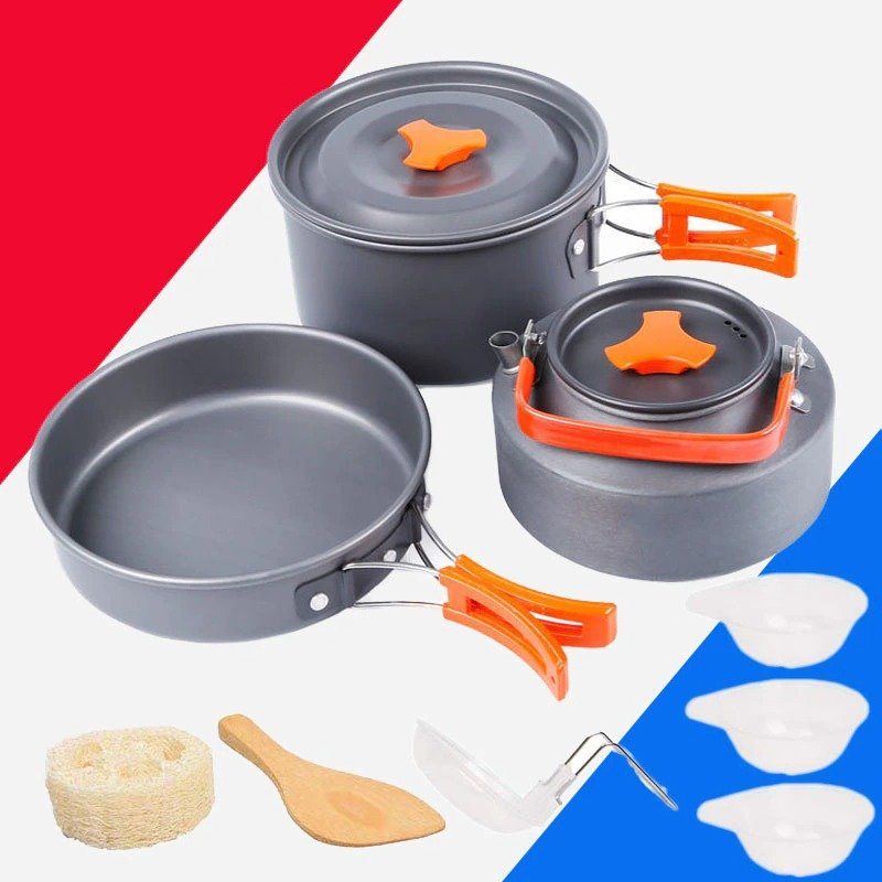 Camping Köksredskap Kit Utomhus Aluminium Matlagningsset