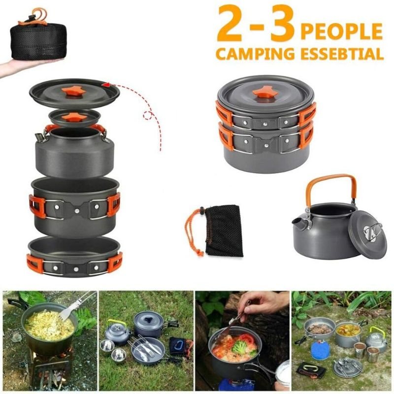 Camping Köksredskap Kit Utomhus Aluminium Matlagningsset