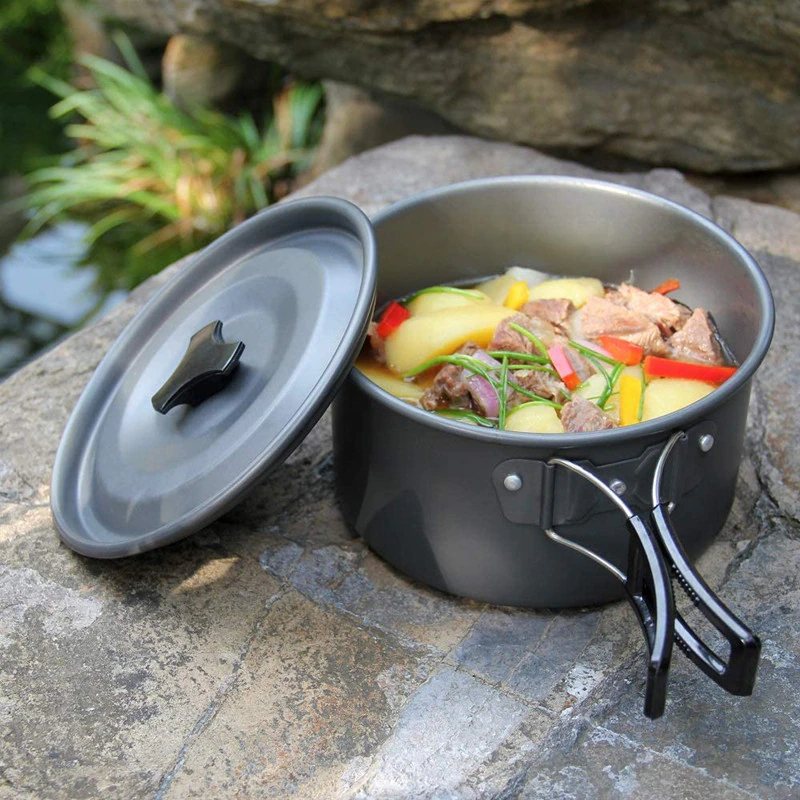 Camping Köksredskap Kit Utomhus Aluminium Matlagningsset
