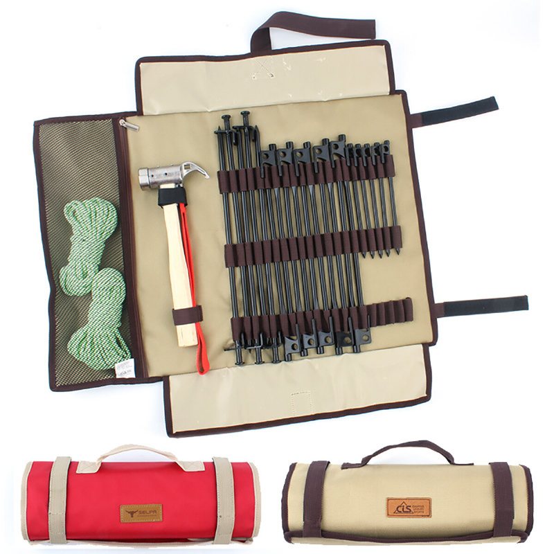 Camping Peg Bag Utrustning Förvaringsväska Handhållen Utomhuscamping Klättertält Peg