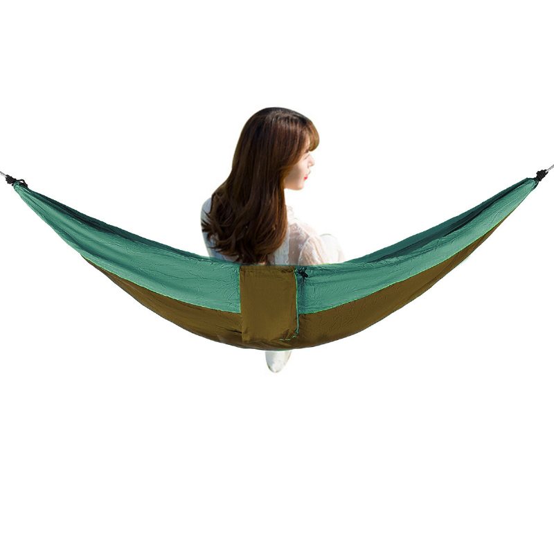 Dubbel Person Hängmatta Nylon Gunga Hängsäng Utomhus Camping Resor Max Belastning 300 Kg