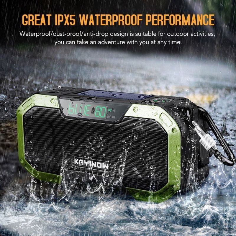 Handvev Radio Solar Power Bank Laddare Flash Light