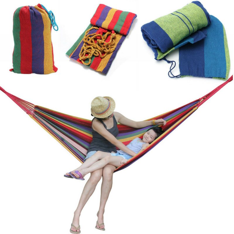 King Do Way Canvas Hängmatta Bärbar Camping Fallskärm Hängande Swing Bed