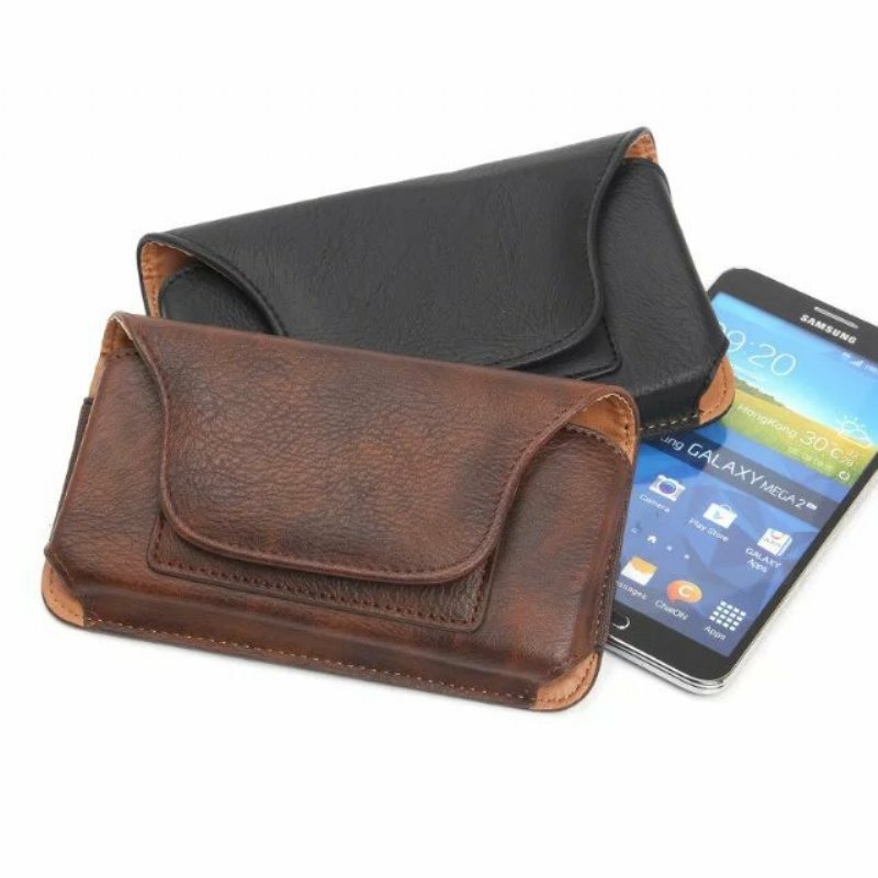 Läder Midjeväska Kort Mobiltelefon Förvaringsskydd Väska Vattentät Taktisk För Xs Xr Xsmax 5.1"/5.5"/6.3" Telefon