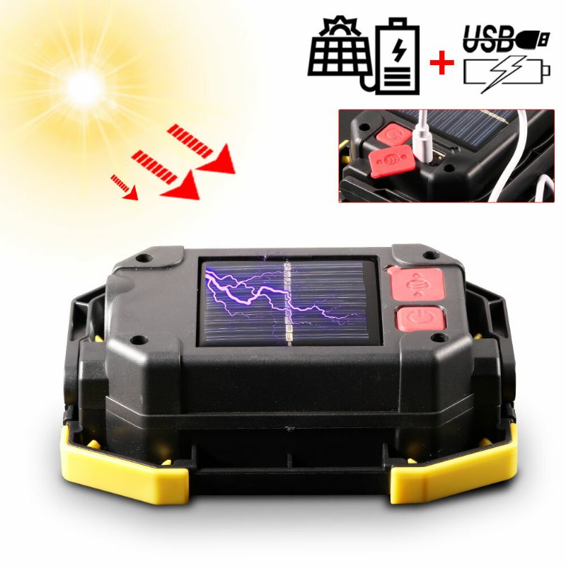 Led Cob-lampa Solar Camping Light Tält Lykta Usb Uppladdningsbar Bärbar Arbetslampa Ip65 Vattentät Strålkastare