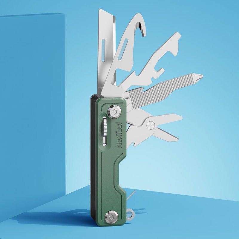 Nextool 10-i-1 Hopfällbar Multifunktionell Edc-kniv Minihållare Kortstift Flasköppnare Sax Abs Bärbar Fruktkniv Utomhusöverlevnadsverktyg