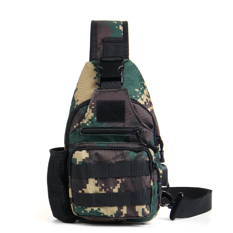Oxford Cloth Tactical Bag Usb Laddningsbröstväska Klättervandringsaxelväska