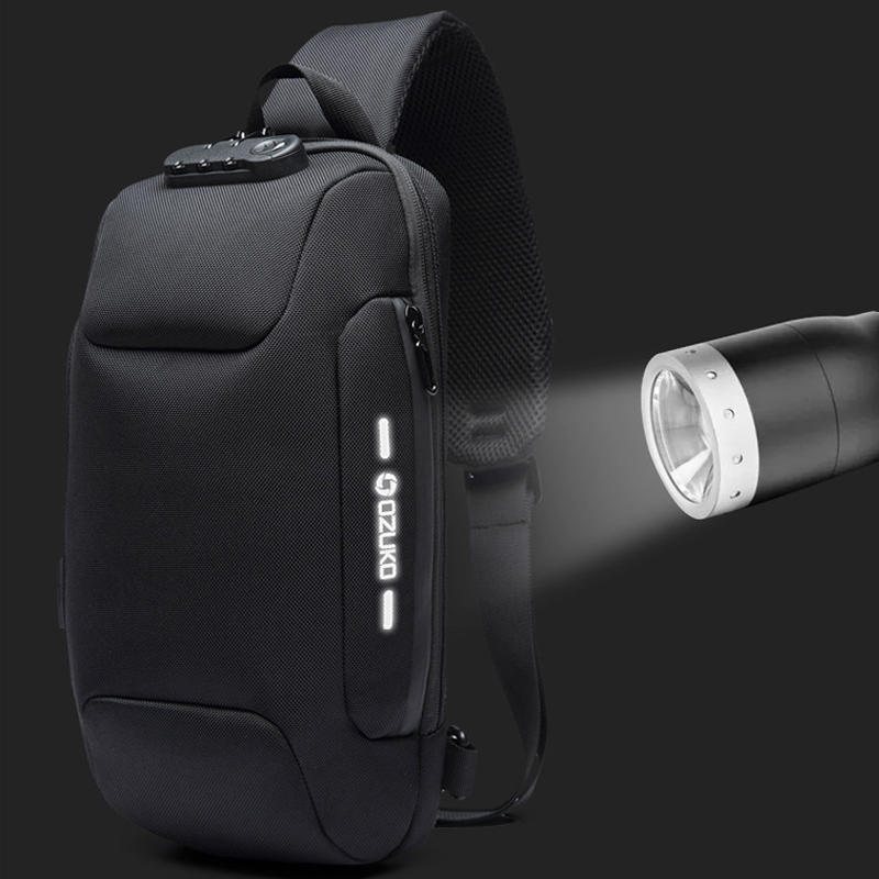Ozuko Bröstväska Usb Extern Laddning Stöldskydd Crossbody-väska Vattentät Axelväska För Campingresor