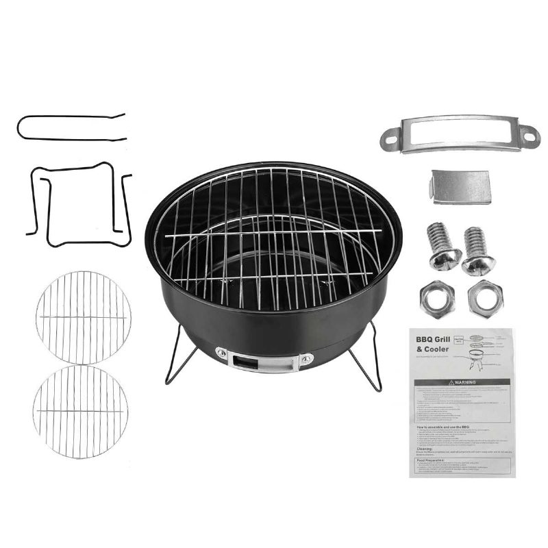 Rund Grillgrill Vikbar Grill I Rostfritt Stål Bärbar Utomhuscampinggrill