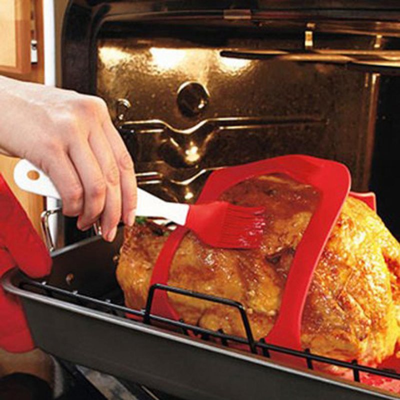 Stor Silikon Bbq-matta Värmebeständig Non-stick Ugn Barbeque Köttdyna Kalkon Fjäderfälyftare