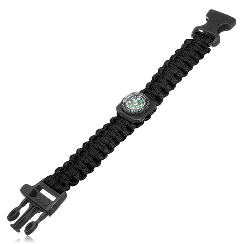 Survival Paracord Armband Whistle Luminous Military Watch Wrist