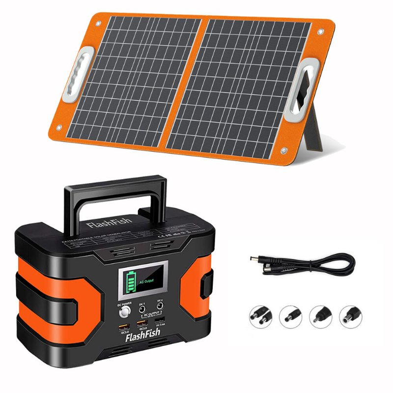 Us Direct Flashfish Ea150 200w Peak Power 166wh 45000mah Portable Station+ Tsp 18v 60w Foldbar Solar Panel Backup Emergency Energy Kit