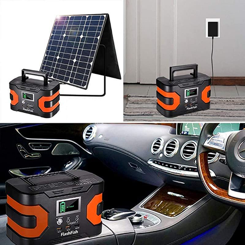 Us Direct Flashfish Ea150 200w Peak Power 166wh 45000mah Portable Station+ Tsp 18v 60w Foldbar Solar Panel Backup Emergency Energy Kit