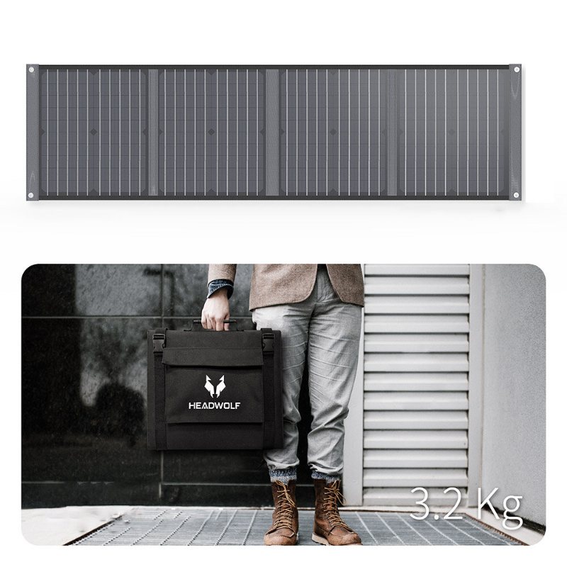 Us Direct Headwolf S100 100w 18v Bärbar Solpanel Vikbar Ip65 Vattentät För Kraftstation