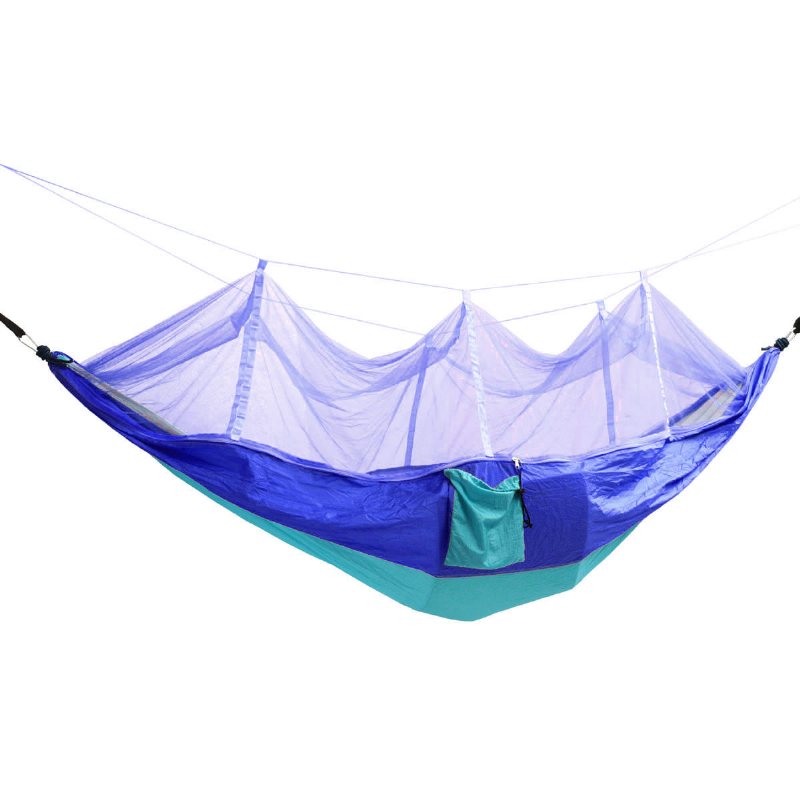Utomhus Myggnät Dubbel Hängmatta Hängande Swing Bed Fallskärm Nylon För Campingresor