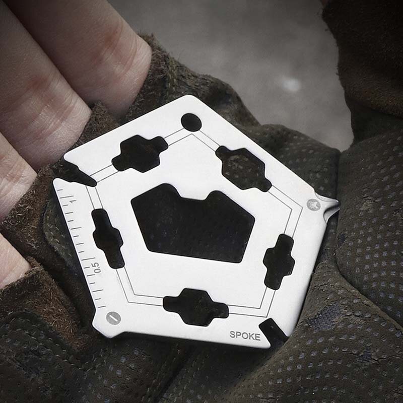 Vk1931 12-i-1 Multifunktionell Skiftnyckel Cykel Reparationsverktyg Kolstål Edc Utomhus Pentagon Verktyg