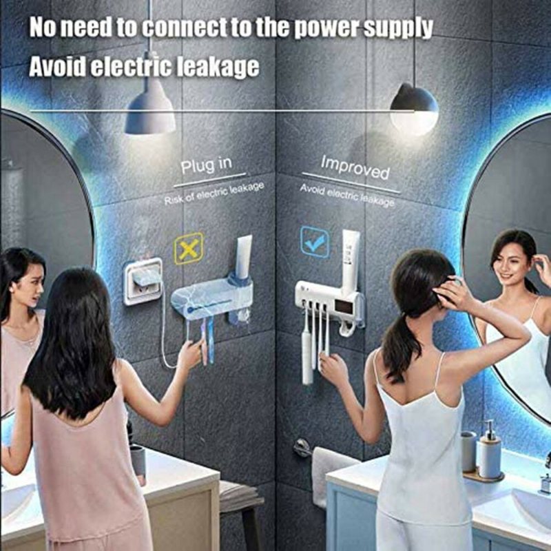 2 I 1 Solar Uv-ljus Ultraviolett Intelligent Tandborsthållare Sterilisator Set Tandborstesterilisator