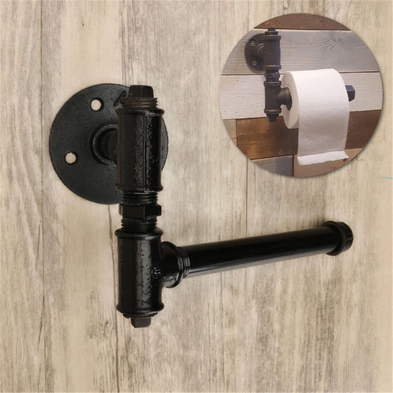 210mm Industriell Retro Järnrör Mjukpappersrullhållare Toliet Väggfäste Hängare