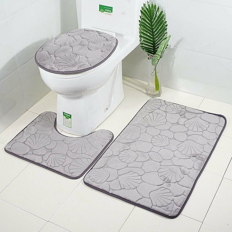 3 St Präglingsbadmatta För Badrum Memory Foam Badrumsmatta Toalettmatta Badrumsgolvmatta