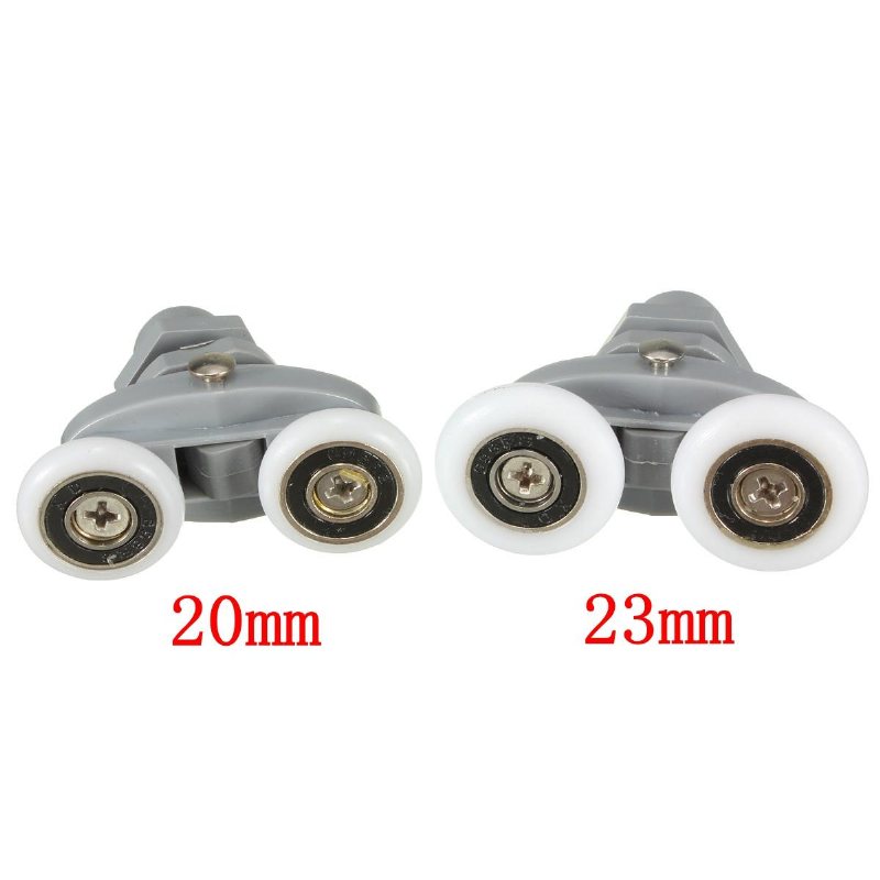 4 St Twin Bottom Top Duschdörr Rullar Remskivor Hjul Löpare Slider 20mm Duschkran Tillbehör