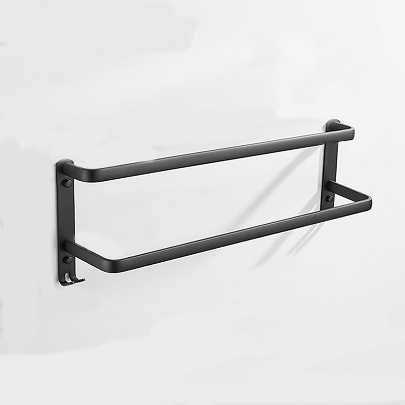 Handdukshängare Väggmonterad 30-50 cm Badrum Aluminium Svart Handduksstång