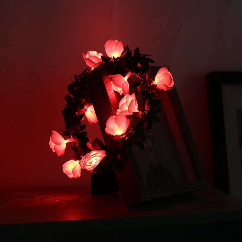 10/20/40 Led Usb-driven Konstgjord Rosblomma Fairy Lights String Bröllopsfest Hem Juldekoration
