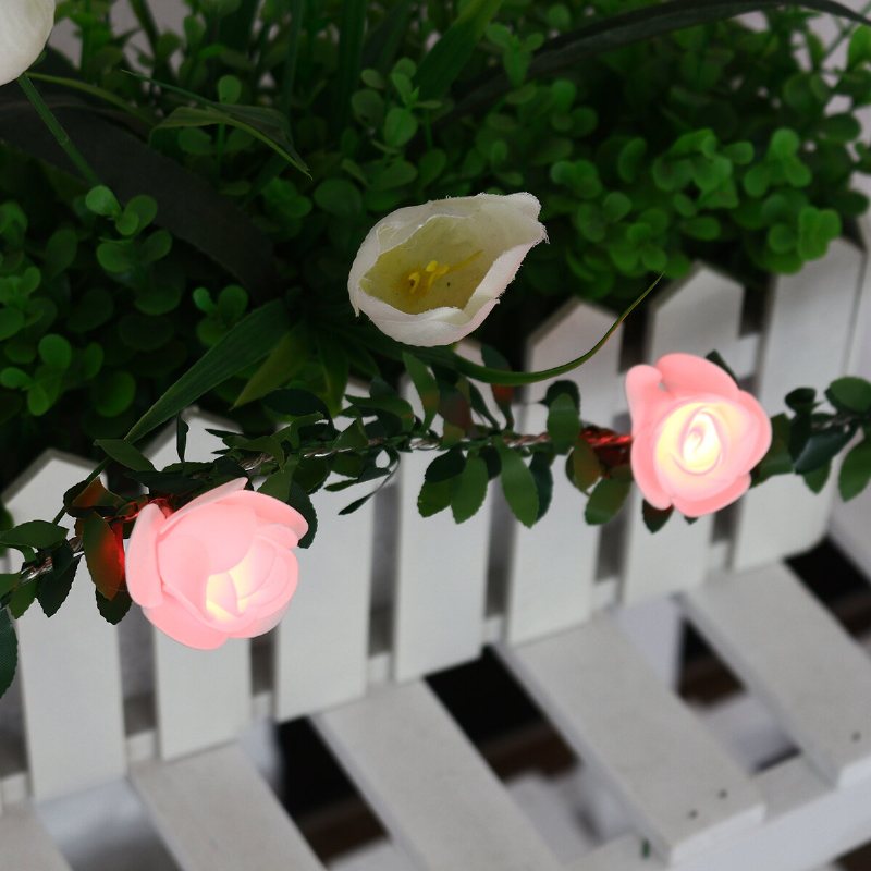 10/20/40 Led Usb-driven Konstgjord Rosblomma Fairy Lights String Bröllopsfest Hem Juldekoration