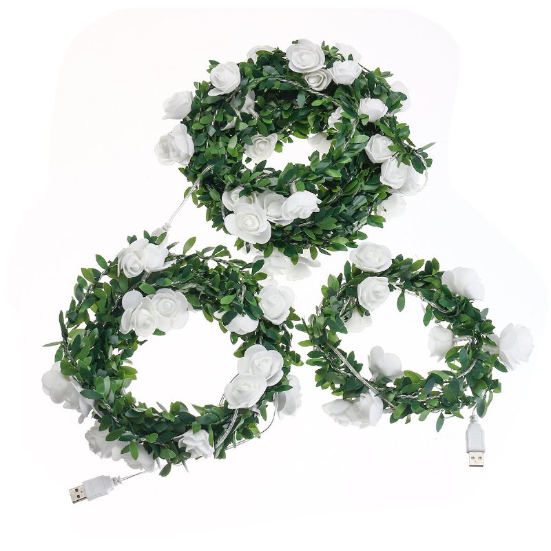10/20/40 Led Usb-driven Konstgjord Rosblomma Fairy Lights String Bröllopsfest Hem Juldekoration