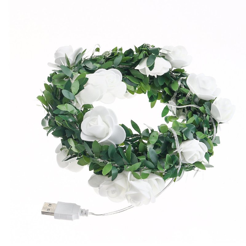 10/20/40 Led Usb-driven Konstgjord Rosblomma Fairy Lights String Bröllopsfest Hem Juldekoration