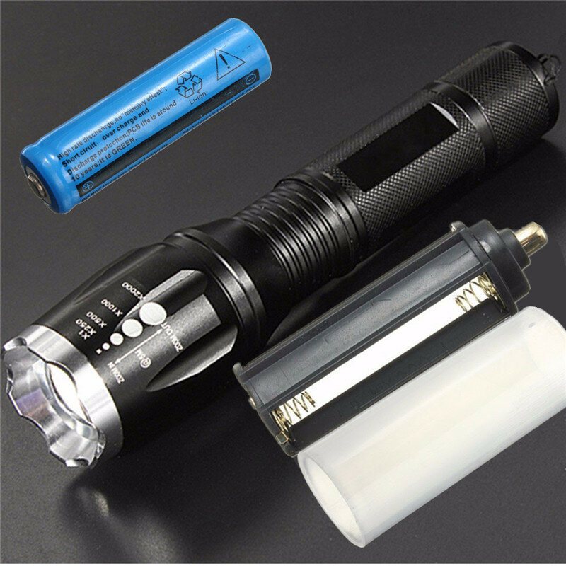 1000 Lumen Tactical Elfeland T6 Led Zoombar Ficklampa