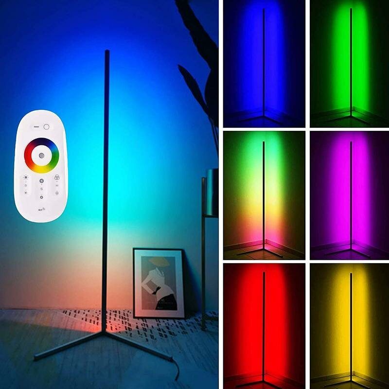 1.1/1.4/1.6m Rgb Hörngolvlampa Modern Färg Fjärrkontroll Minimalistisk Led-stående Ljus