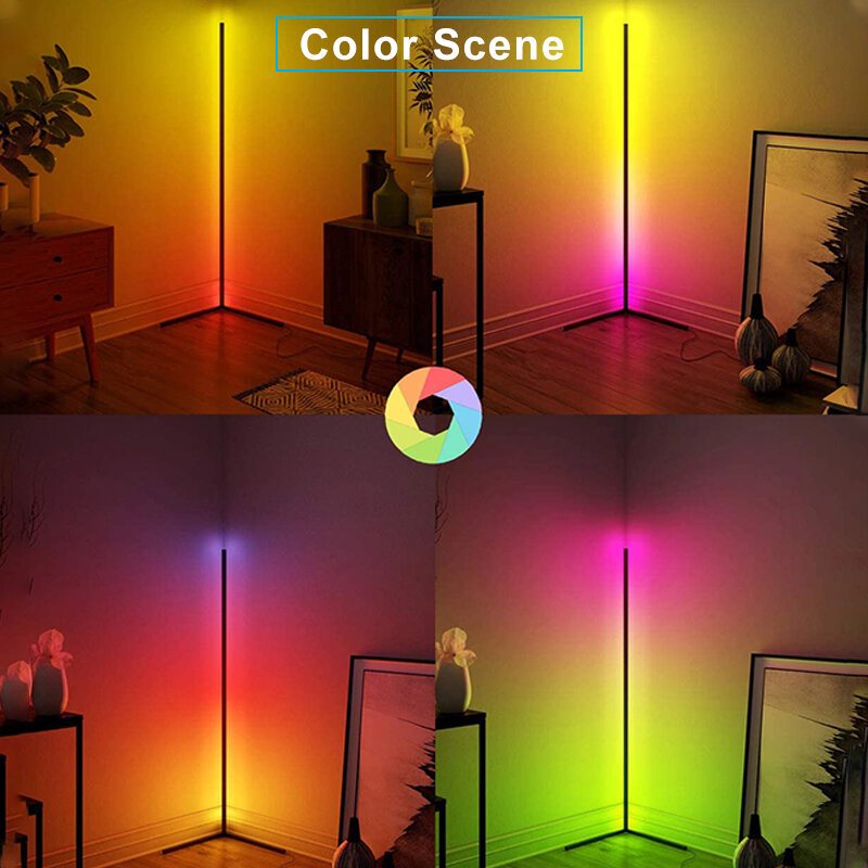 1.1/1.4/1.6m Rgb Hörngolvlampa Modern Färg Fjärrkontroll Minimalistisk Led-stående Ljus