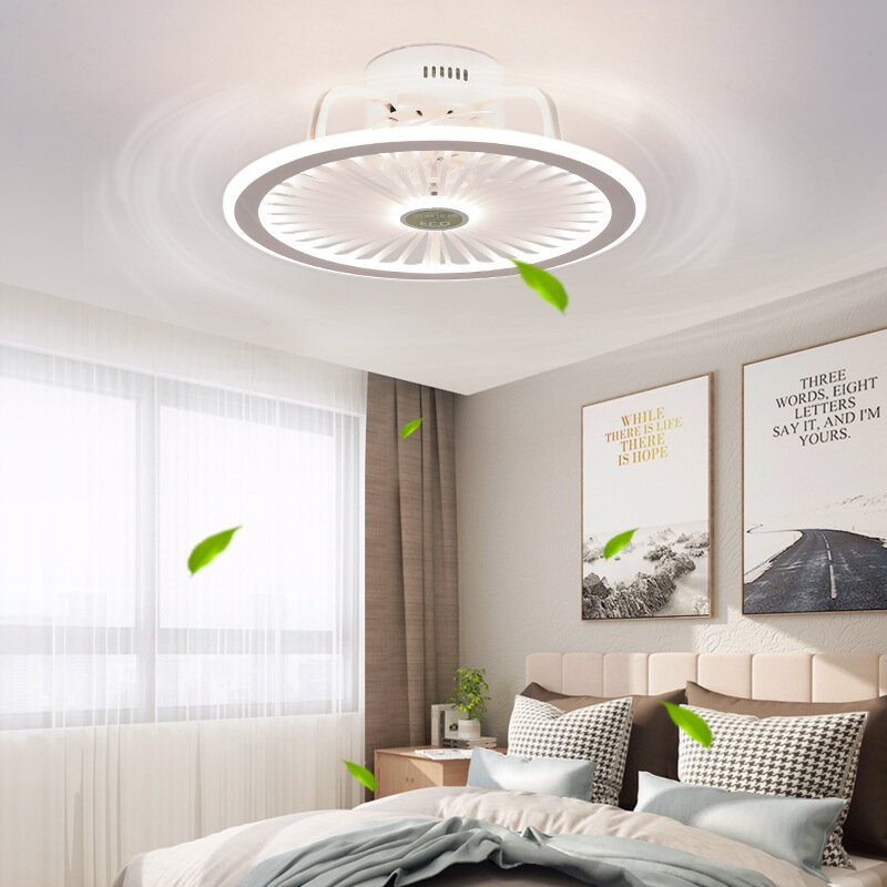 110/220v Taklampa Steglös Dimning Med Elektriska Fläktljus Modern Minimalistisk Matsal Och Sovrumsbelysning App-kontroll + Fjärrkontroll + Färg + Tre-hastighetsreglering