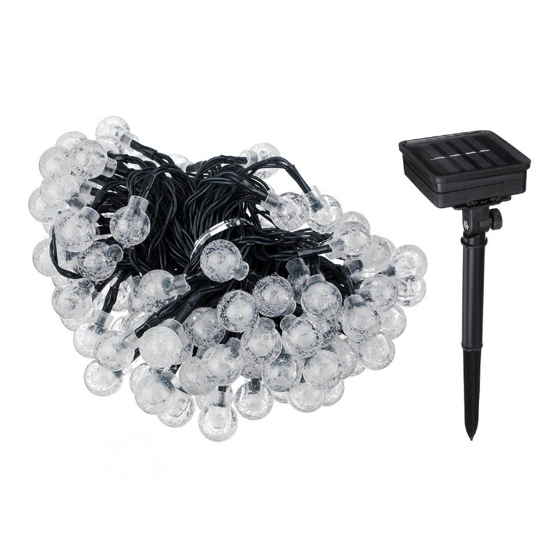 12m 8 Lägen 100led Solar String Light Crystal Ball Fairy Lamp Bröllop Holiday Home Party Julgran Decoraions Lights