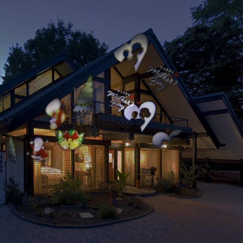 15 Mönster 6w Led-fjärrkontroll Projektor Scenljus Utomhus Jul Halloween Dekor Ac100-240v
