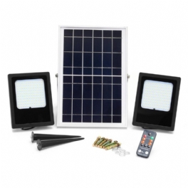 2 St 15w Vattentät 120 Led Flood Light Fjärrkontroll Ljussensor Solar