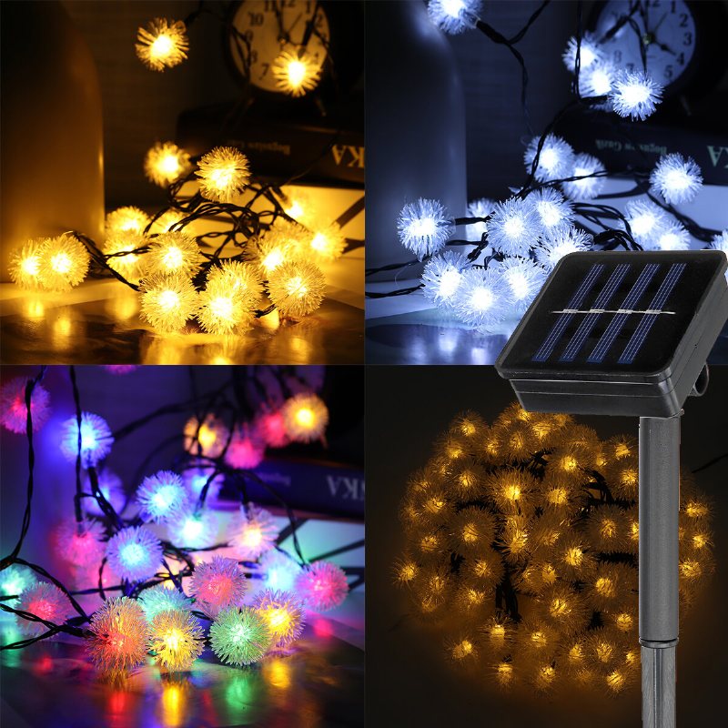 20/30/50/100led Solar String Light Ball Vattentät Fairy Lamp Trädgård Utomhusfest Juldekoration