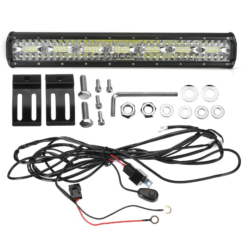 20 Tum Led Light Bar Combo Driving Work Lamp + Nummerskylt Ram