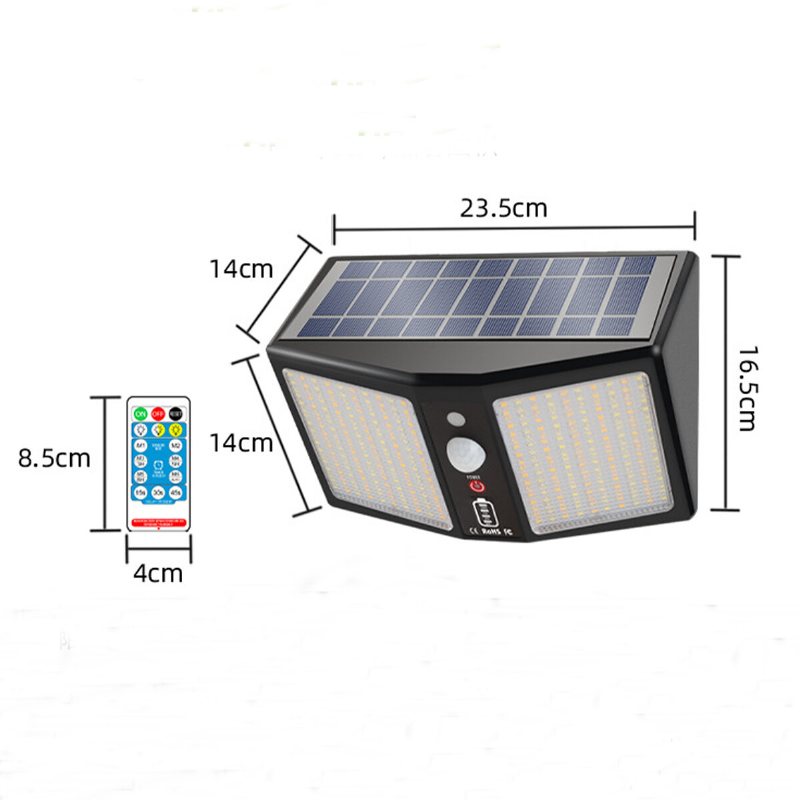 20w 360led Vattentät Solljus Människosensor Utomhus Trädgård Säkerhet Vägglampa + Fjärrkontroll
