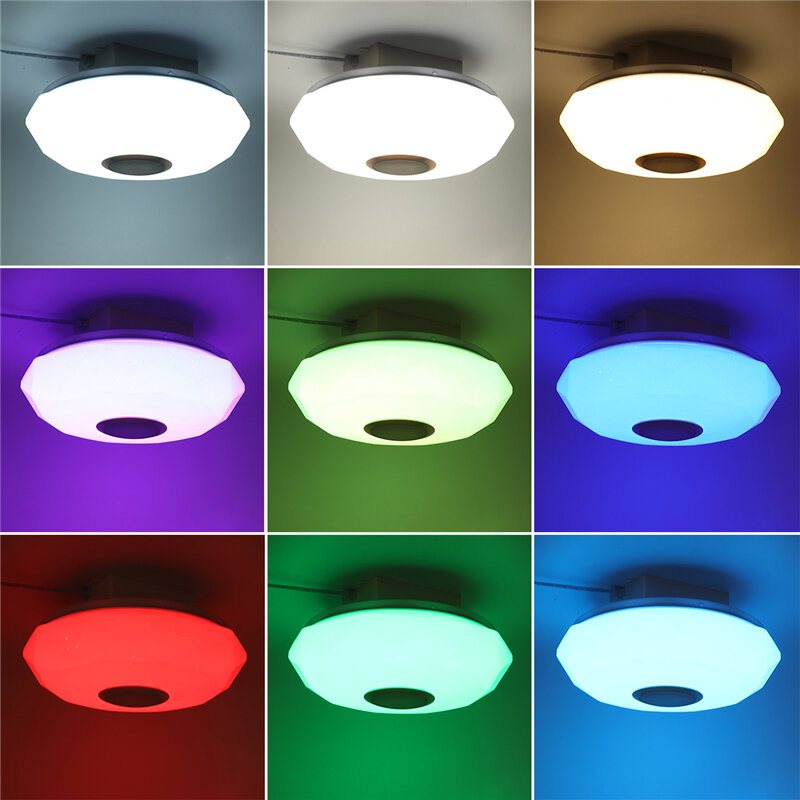 220v Led Rgb Taklampa 3000-6500k Dimbar Akryl Musiklampa Bluetooth Fjärrkontroll