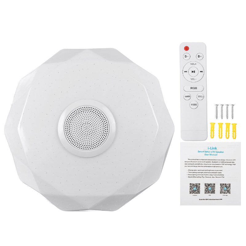 220v Led Rgb Taklampa 3000-6500k Dimbar Akryl Musiklampa Bluetooth Fjärrkontroll