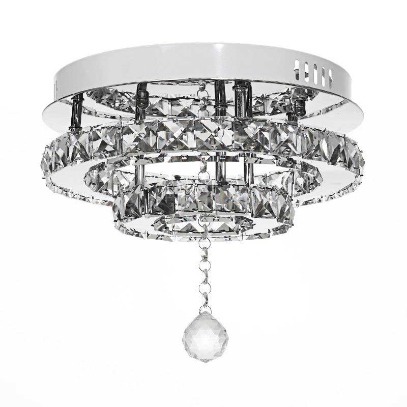 24w/48w Ljuskrona Kristall Steglös Dimmer Led Runt Takljus Fjärrkontroll Armatur Dekor Ac100-240v