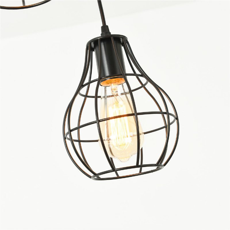 3-lights Industriell Pendelbelysning Tak Metall Vintage Hängande Retro Lampa Utan
