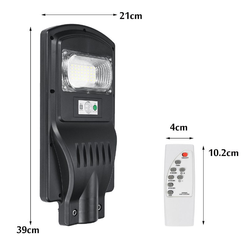 30w Led Solar Light Pir Induktion Utomhus Gatuvägglampa + Fjärrkontroll