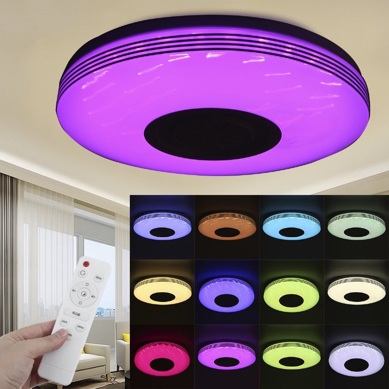 36cm Bluetooth Wifi Led-takljus Rgb Musikhögtalare Dimbar Lampa App Fjärrkontroll