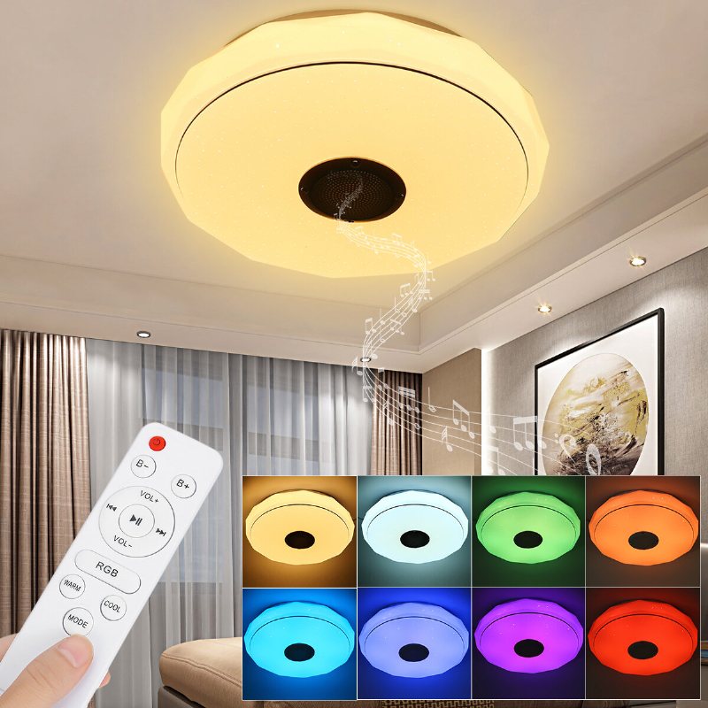 36w/60w 34cm Modern Led Musik Takljus Rgb Bluetooth Högtalare Down Lamp App+fjärrkontroll