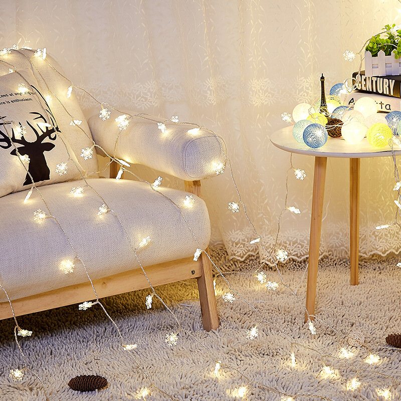 3m 6m Usb-driven Led Snowflake Lights Fairy String Jul Bröllopshelger Dekorationslampor