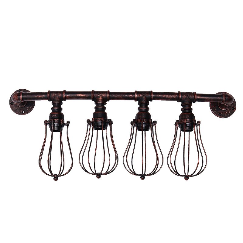 4 Huvuden E27 Retro Industriell Stil Vägglampa Vattenrör Heminredning