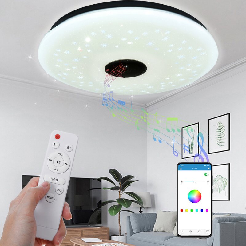 40cm 36w As102 Led Rgb Music Taklampa App+fjärrkontroll Arbeta Med Google Home Alexa 220v/85-265v